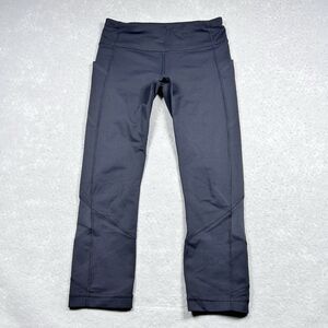 Lululemon Legging Womens Size 6 Black Legging Logo Athleisure Yoga Inseam 22 in